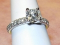 Classic Round Brilliant Cut Center Diamond with Shared Prong 14K White Gold Mounting