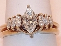 Custom Marquise Cut Engagement Ring in 14K Yellow Gold 6 Diamond Ring Wrap