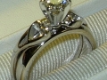 14K White Gold Diamond Ring with Custom Hearts on each side of center