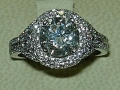 14K White Gold Domed Pave Halo Design with Round Brilliant Cut Center