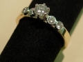 14K Yellow Gold 5 Diamond Engagement ring