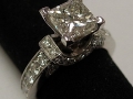 Princess Cut Diamond Ring in 14K White Gold with Side Accent Diamonds