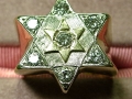 14K Yellow Gold Diamond Star of David Heavy Men's Ring with 7 Diamonds