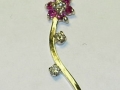 14k White Gold Ruby and Diamond Floral Motif Pendant