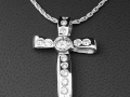 14K White Gold Diamond Ribbon Cross Pendant