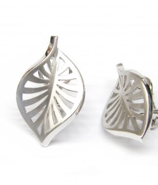 leaf motif earrings sterlig silver