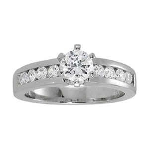 14K gold channel set diamond engagement ring