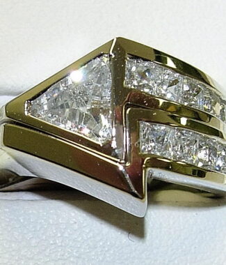 Trillion and Princess Cut baguette Diamond Engagement Ring Set / Remount