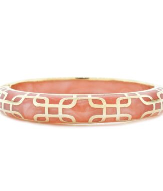 Coral and 18K Gold Overlay Resin Bangle Bracelet